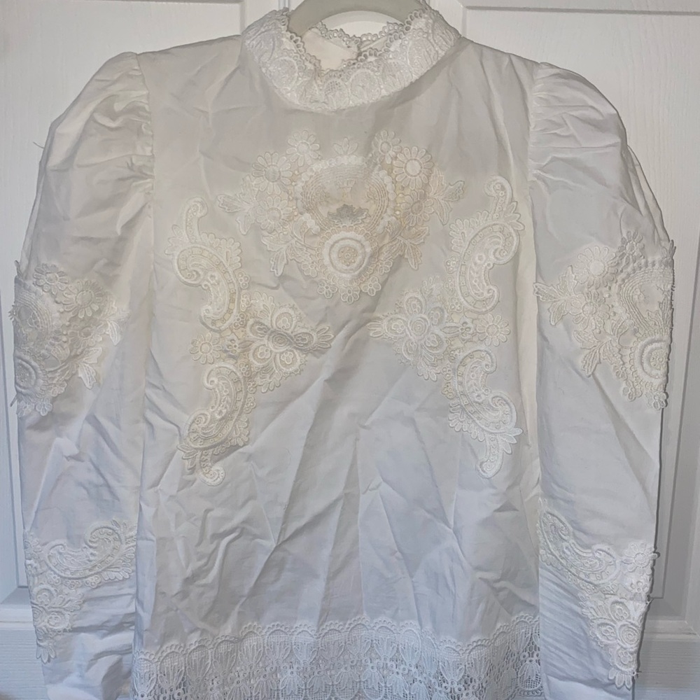 Zara Elegant White Lace Blouse